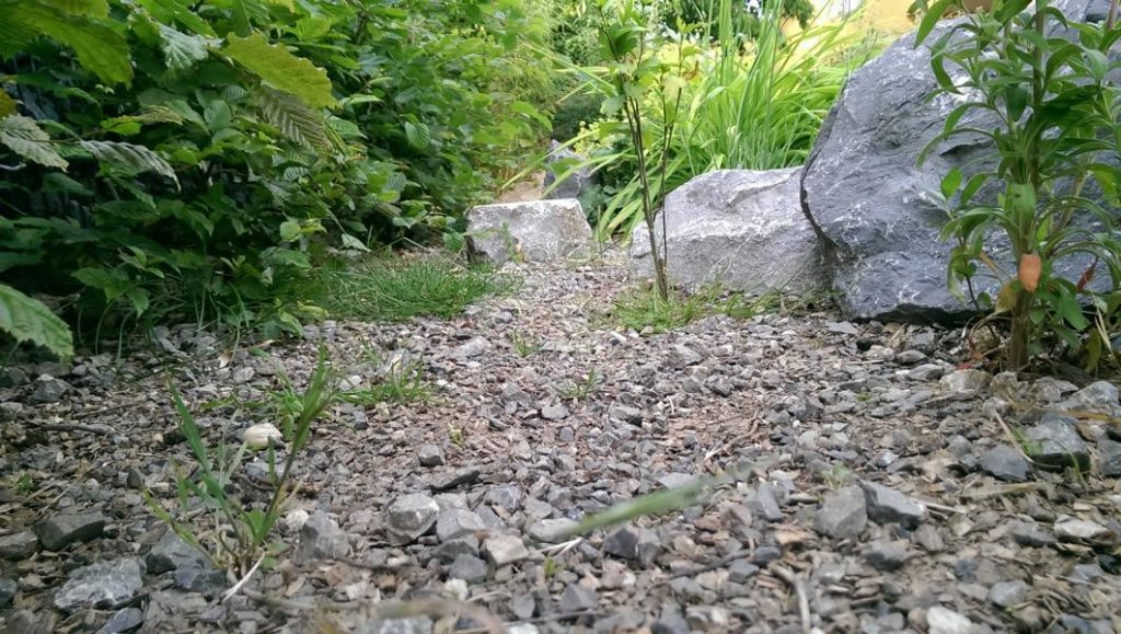 steinige Wege und Steine zur Strukturierung des Geheges